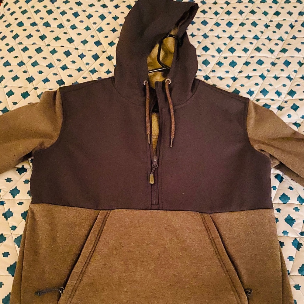 Olive colored North Face Pullover